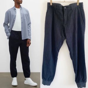 Club Monaco Men’s Wool Pintuck Jogger Trouser Pants Navy Blue 29